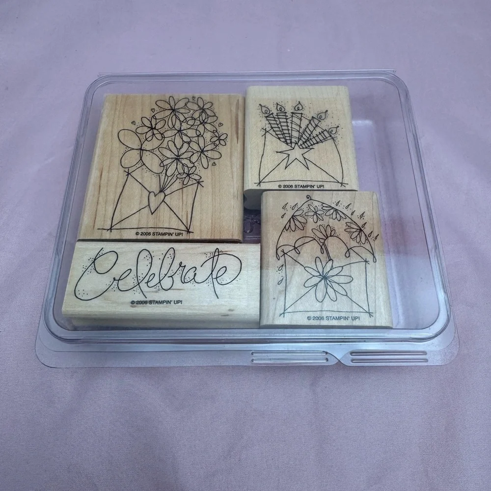 Stampin’ Up! 2006 Send a Celebration 4pc Rubber Stamp Set 🎉